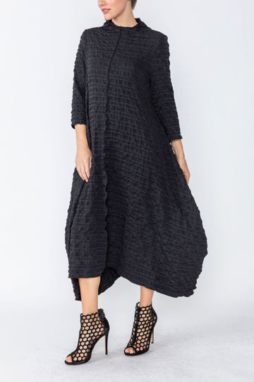 Black Long Sleeve Bubble Check Dress